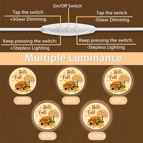 Hello Fall Neon Sign, Welcome Fall Door Decorations Thanksgiving Truck Pumpkin Neon Light Up Sign Gift USB Dimmable Light Up for Home Room, Yard, Farmhouse Wall Outdoor Farmhouse Porch Front Door Decor (Pumpkin Truck) - Image 3