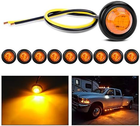 Nilight 3/4" Round LED Clearance Marker Lights, Amber, 10-Pack