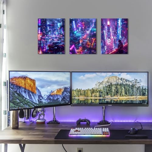 Tokyo City Anime Wall Art for Boys Bedroom Cyberpunk Decor Futuristic Street Pop Art Canvas Prints Neutral Pictures Neon Night Cityscape Paintings Men Playroom Modern Artwork Home Decoration 12x16" 3P - Image 2