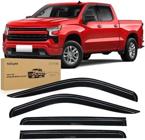 Nilight Rain Guards for Silverado/Sierra 1500 Crew Cab 2019-2024, 4PCS