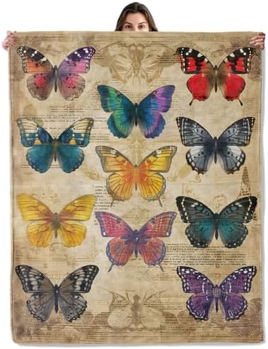 Butterfly Vintage Throw Blanket Gifts for Women Kids, 50x60in by Buttigiy