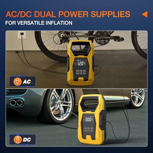 Nilight AC/DC Tire Inflator 110V/12V 150PSI Auto Shutoff Dual Power Supply