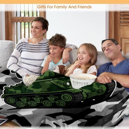 Camouflage Tank Throw Blanket, Gifts for Boys Teens Men Veterans, Soft Cozy Blanket for Couch Sofa Bed, Lightweight Warm Decor Throw for Living Room Bedroom, Dorm Travel Nap Blanket, 50"x60" - Image 5