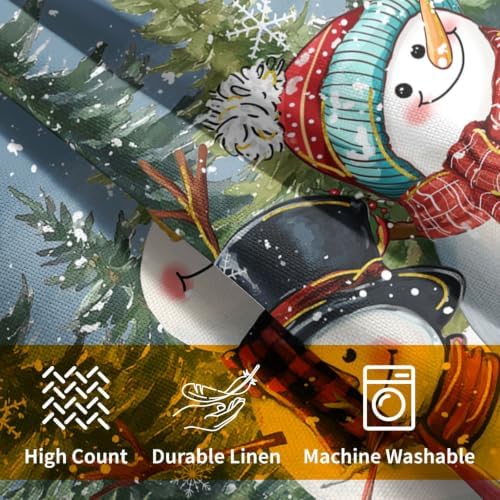 Christmas Snowman Pillow Covers 16x16 Set of 2 Blue Highly Absorbent - Image 6
