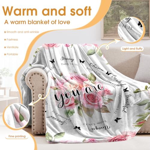 Christian Blanket Gifts for Women Girls Mom Wife Female Friends Birthday Christmas Catholic Spiritual Baptism Comformation Inspirational Religious Faith Gift Godmother Sisters Throw 50"x60" - Image 3