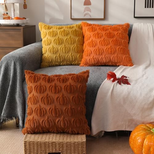 DFXSZ Fall Pillow Covers 26x26 2Pcs Rust Pumpkin Fall Decorations for Home - Image 4