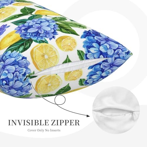 KiuLoam Summer Lemon Hydrangea Lumbar Pillow Covers 12x20 Set of 2 Blue Yellow Floral Decorative Throw Pillow Covers Outdoor Farmhouse Cushion Cases for Sofa Couch Bed Living Room Decor - Image 5