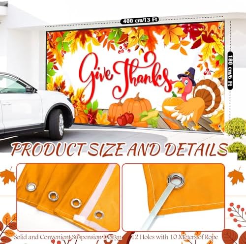 Tudomro Thanksgiving Garage Door Banner 6 X13ft Fall Turkey Decorations - Image 2