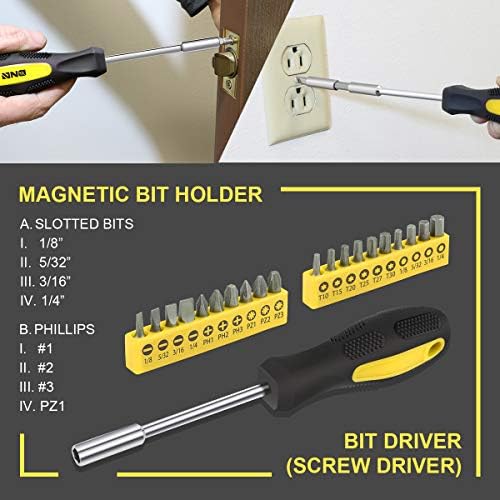 DNA MOTORING 39-Piece Portable Car Emergency Tool Kit, Home Repair Tool Kit, With Storage Box, Suitable For Home Diy, Car Repair, and Roadside Emergencies, Yellow,TOOLS-00007 - Image 5