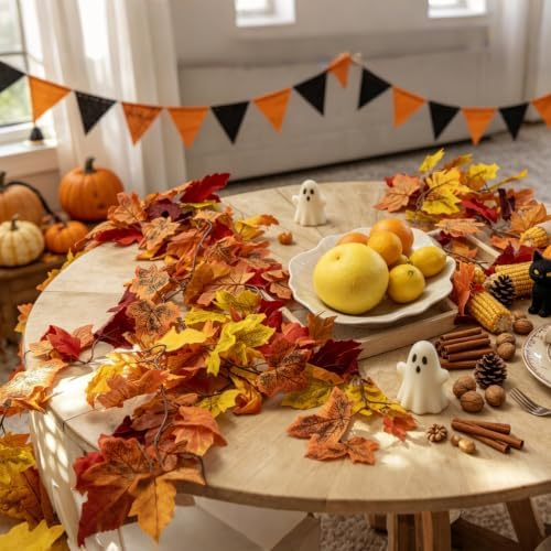 CQURE 20 Pack Fall Leaf Garland, Total 118Ft Artificial Fall Vines Autumn Garland Fall Maple Leaves Thanksgiving Decor for Home Wedding Fireplace Party - Image 4