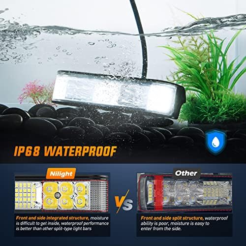 Nilight Side Shooter LED Light Bar / Pods 2PCS 6.5 Inch 60W Flood Spot Beam Combo Fog / Driving Light Work Light for Truck ATV UTV Boat, 2 Years Warranty