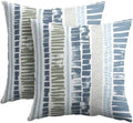 Blue Green Pillow Covers 24x24 Set of 2 Boho Striped Dots Print Pattern Decorative Outdoor Zipper Pillowcases Rustic Decoration Farmhouse Linen Throw Cushion Cover Decor for Home Couch Sofa Bed by Trongr