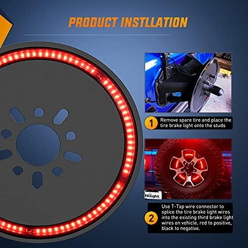 Nilight LED Spare Tire 3rd Brake Light for Jeep Wrangler