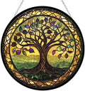 Tree of Life Stained Glass Sun Catcher by Clare Donovan, Wall Hanging Colored Decor Room Indoor Window Decor, Halloween, Christmas Hanging Ornament Mother Day by 365CUSGIFTS