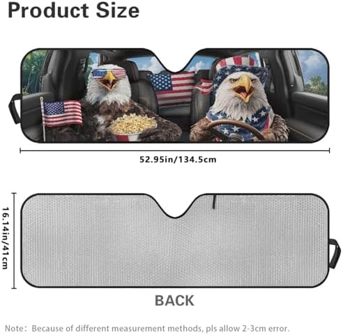 Renewold Funny Eagle Driving Car Windshield Sunshade for Jeep Wrangler JK JKU JL JLU 2/4 Door Gladiator JT Blocks UV Heat Sunlight Easy Install Front Windshield Sun Shade Window Visor Cover Sun Shield
