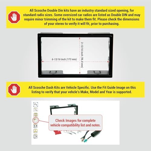 Scosche ICVW5BN Double DIN Radio Install Dash Kit and Harness Compatible with Select 2002-2005 Non-Amplified Volkswagen Vehicles - Complete Basic Car Stereo Installation Kit - Does Not Retain SWC