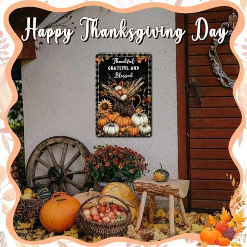 Fall Sign Thanksgiving Vintage Decor Thankful Grateful Blessed 8x12Inch - Image 6