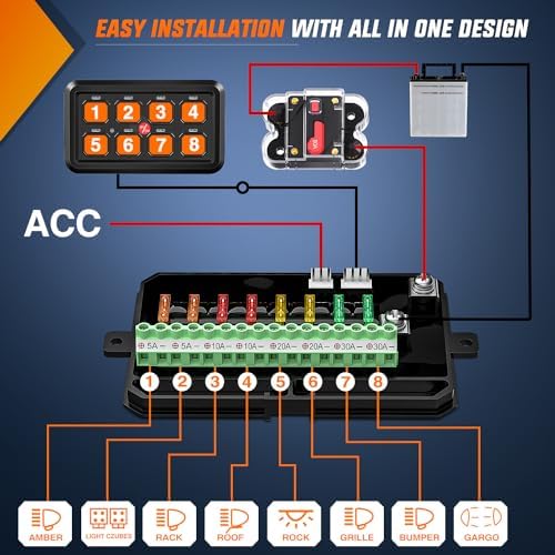 Nilight 8 Gang Switch Panel Relay System Automatic Dimmable