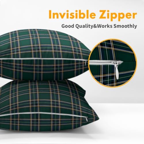 Christmas Plaid Pillow Covers 16x16 Set of 2 Green Highly Absorbent - Image 5