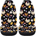 BIGCARJOB Boho Chicken Car Seat Protector - Full Set of 2 Pieces Hippie Daisy Chicken Vehicle Bucket Seat Pad for Women's Auto Interior