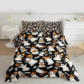 Homewish Happy Halloween Comforter Set Spooky Witch Hat Ghost Comforter Toddler Size Gothic Pumpkin Bats Bedding Set for Kids Adult Bedroom Decor Fashion Black Quilt Duvet,2 Pcs with 1 Pillowcase by Homewish