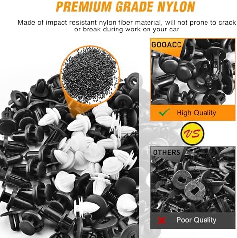 GOOACC 120PCS Car Bumper Push Retainer Clips & Nylon Fasteners Rivet Kit 6mm 7.6mm 8mm 8.8mm 10mm Door Trim Panel Clips, 5PC Fastener Remover - Image 4