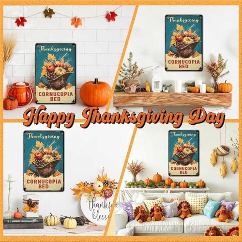 Fall Sign Pumpkin Vintage Tin Sign Thanksgiving Decor 8x12Inch - Image 4