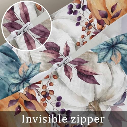 Pillow Covers 16x24 Inch Fall Watercolor Pumpkin and Brown Eucalyptus Leaves Soft Brushed Microfiber Pillowcases with Hidden Zipper Closure Bed Pillow Shams for Bedroom Sofa Car - Image 6