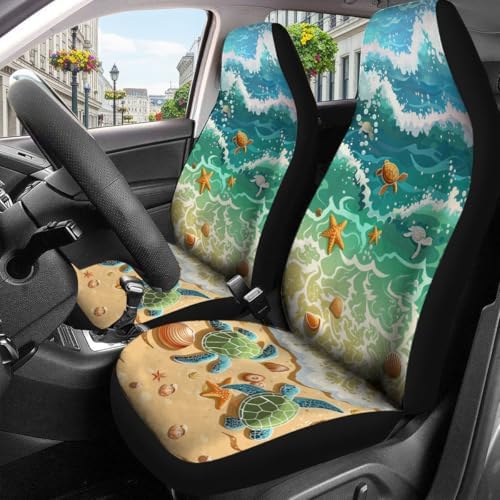 GENANY Hawaiian Car Seat Covers, 2-Piece Front Seat Set
