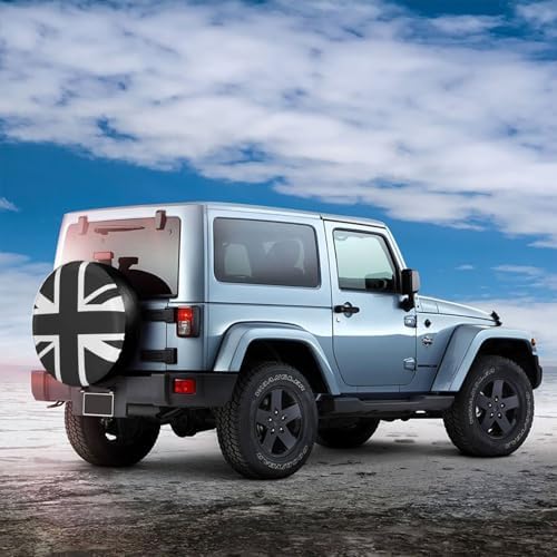 Union Jack Spare Tire Cover UK British Flag Waterproof Wheel Tire Covers Dust-Proof Weatherproof Wheel Tire Protector UV Sun Protection Tyre Cover Universal for RV SUV Truck Trailer Car Travel 15 Inch