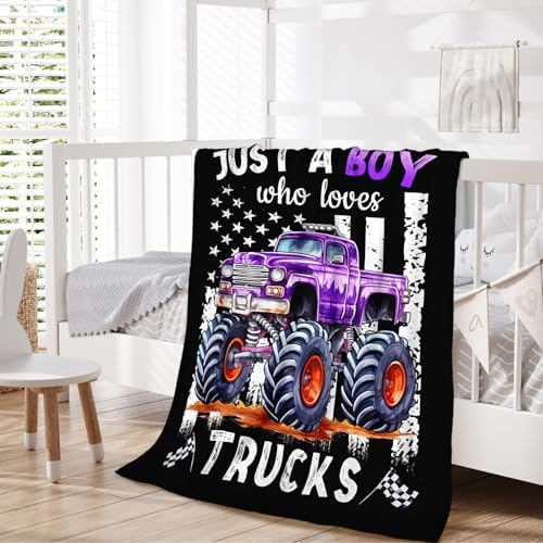 Boys Blanket for Kids Truck Lovers - 30x40 Inches Cute Truck Throw Blanket Gifts - Black Soft Fuzzy Car Blankets for Lap Couch Bed Travel - Image 5