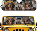 Renewold Automotive Windshield Sunshade for Jeep Wrangler JK JL JLU 1997-2023 Gladiator JT 2020-2023 Car Front Window Shade Sun Shield Sun Visor Funny Dachshund Driving Blocks Heat Sunlight UV Glare