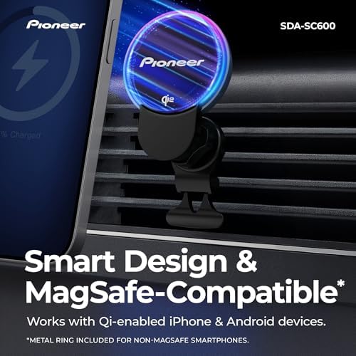 Pioneer Qi2 MagSafe Wireless Car Charger and Phone Mount
