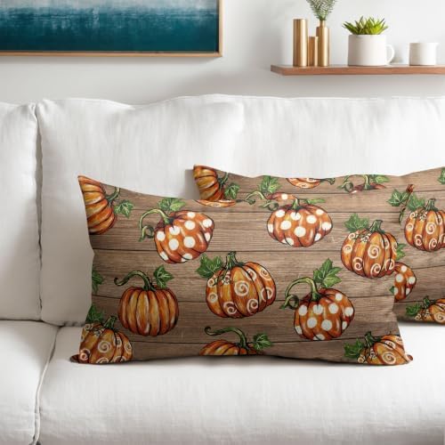 Fall Thanksgiving Pillow Covers 12x20 Set of 2 Highly Absorbent Orange - Image 2