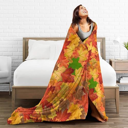 Maple Leaves Throw Blanket - Soft, Cozy, Fluffy Warm Blanket for Kids, Women, Men - Autumn Leaf Pattern for Sofa, Couch, Bed, Home Fall Decor, Christmas, Birthday Gifts - 60"X50" - Image 6