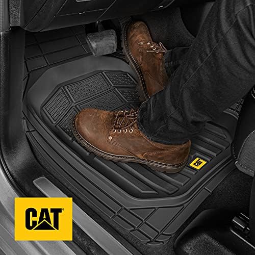 Cat® CAMT-9013 (3-Piece) Heavy Duty Deep Dish Rubber Floor Mats, Trim to Fit for Car Truck SUV & Van, All Weather Total Protection Durable Liners Black, 29.5" L x 21" W x 1" Th