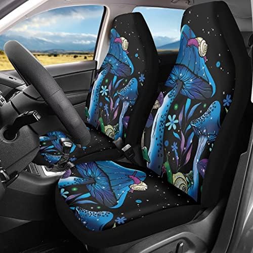 Galaxy Mushroom Snail Car Seat Covers for Front，Tripped Mushroom Seat Cover Accessory Dust Proof Non Slip Bucket Seat Cushion Universal Fit All Cars