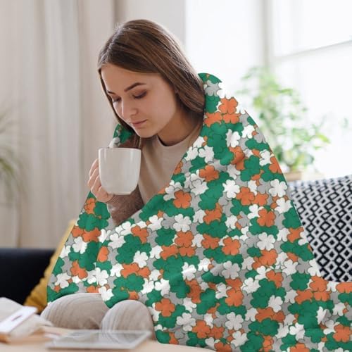 Socira Happy St. Patrick's Day Clover Blanket Throw Blanket Happy St. Patrick's Day Clover Gifts for Women Men Soft Sofa Throws for Travel Camping Bed Home Decor Car Birthday Gift 40"*50" （100*130cm） - Image 5