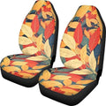 Retro Leaf Auto Car Seat Protectors, Autumn Leaves Universal Seat Cover for Sedan, SUV, Truck, French Country Tea Stain Classical Automotive Vehicle Cushion Covers