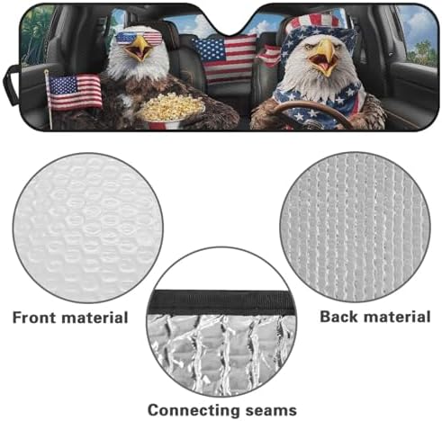 Renewold Funny Eagle Driving Car Windshield Sunshade for Jeep Wrangler JK JKU JL JLU 2/4 Door Gladiator JT Blocks UV Heat Sunlight Easy Install Front Windshield Sun Shade Window Visor Cover Sun Shield
