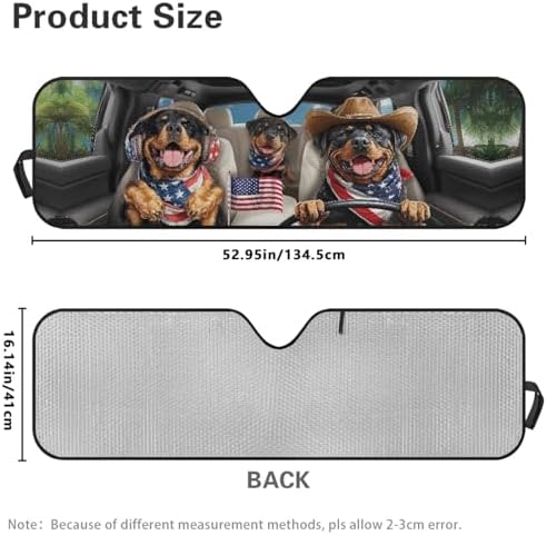 Renewold Funny Rottweiler Driving Automotive Windshield Sunshade for Jeep Wrangler JK JKU JL JLU 1997-2023 Gladiator JT Summer Sun Shield Cover Car Front Window Shade Blocks UV Heat Sunlight Sun Visor