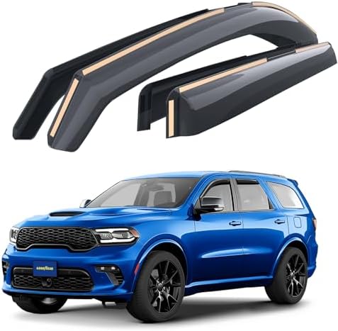 Goodyear Shatterproof in-Channel Window Deflectors for Dodge Durango 2011-2026, Rain Guards, Window Visors for Cars, Vent Deflector, Car Accessories, 4 pcs - GY008116