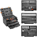 VEVOR Mechanics Tool Set and Socket Set, 1/4" 3/8" 1/2" Drive Deep and Standard Sockets, 450 Pcs SAE and Metric Mechanic Tool Kit with Bits, Hex Wrenches, Combination Wrench, Accessories, Storage Case by VEVOR