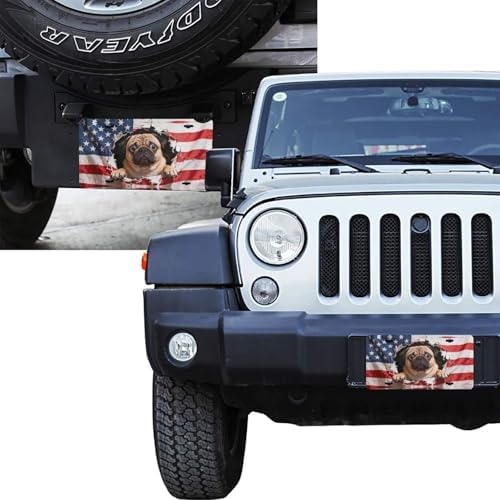 Dog Pug American Flag Retro Front License Plate 6" * 12" for Women