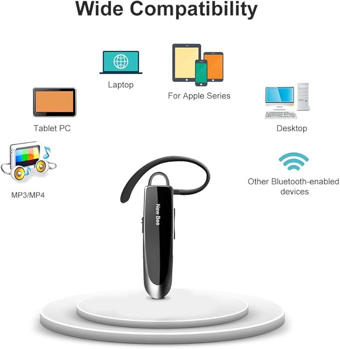 Bluetooth Earpiece Wireless Handsfree Headset V5.0 24 Hrs Driving - Image 8