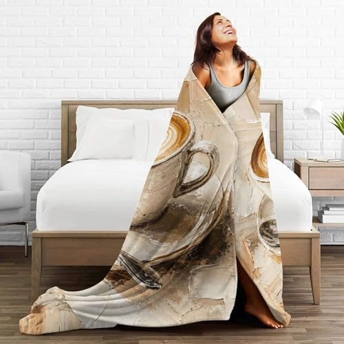 Coffee Latte Art Blanket for Women, Gifts for Girls, Aesthetic Coffee Cup Blankets for Kids, Soft Cozy Lightweight Throw for Bed Sofa Home Travel Room Decor, 60x80 Inch - Image 6