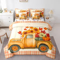 Thanksgiving Pumpkin Queen Comforter Set 7 Pieces Bed in a Bag Maple Leaves Truck Sunflower Bedding Comforter Sets,Autumn Decor Farmhouse Fall Decor Comforter with Fitted Sheets,Flat Sheets by Erosebridal