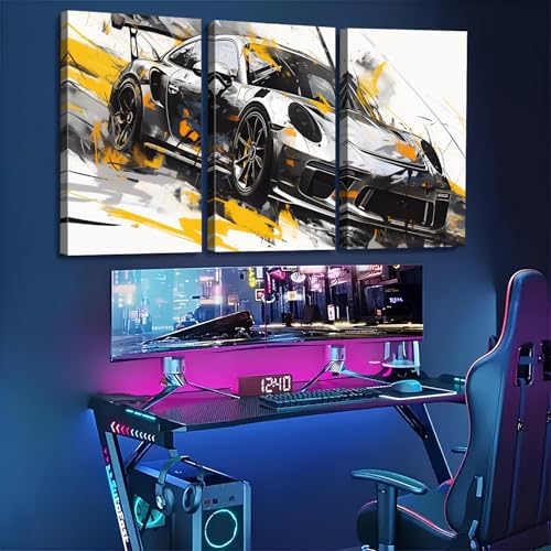 Graffiti Car Canvas Wall Art Colorful Supercar Picture for Boys Bedroom Black and White Wall Decor Abstract Mens Sports Car Canvas Prints Painting Vehicle Artwork Living Room Home Decoration 24x36" 3P - Image 6