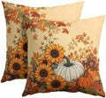 Fall Sunflower Pillow Covers 16x16 Set of 2 Pumpkin Thanksgiving Harvest by Trongr