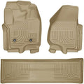 Husky Liners Weatherbeater Floor Mats | Fits 2011-2012 Ford F-250, F-350 SUPERCAB ONLY Without Driver Side Foot Rest or Manual Shifter (Footwell Coverage) | Front & 2nd Row, 3-pc Tan - 99713